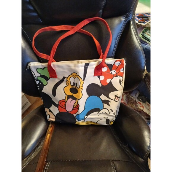 Large Canvas Disney Pluto Weekender Bag Tote 12" Red Handles Lined - Picture 6 of 10